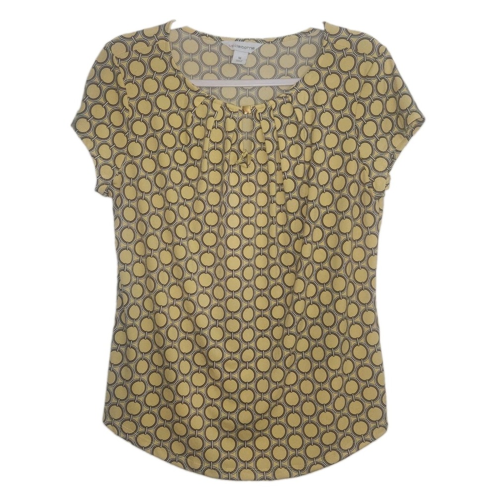 Liz Claiborne Top Womens Medium Yellow Geometric Circle Keyhole Neck
Medium